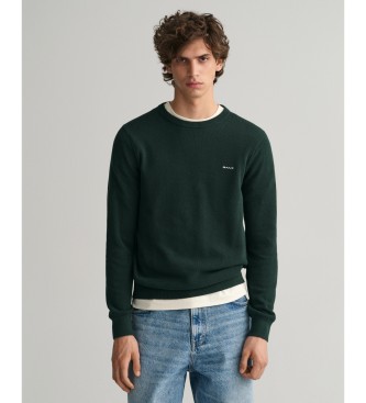 Gant Zielony sweter z okrągłym dekoltem