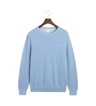 Gant Blue cotton pique crew neck jumper