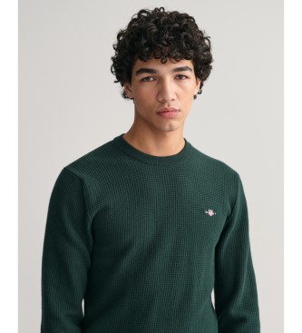Gant Jersey de cuello redondo y microalgodn con textura verde
