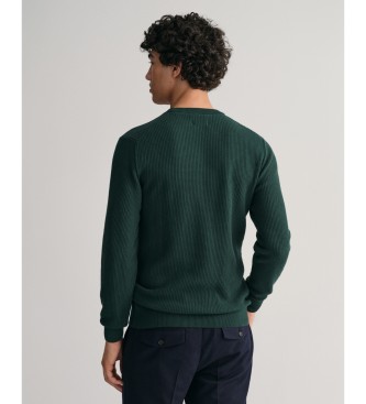 Gant Mikrobawełniany sweter rozpinany pod szyję z zieloną teksturą