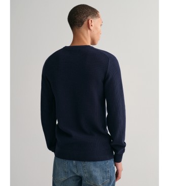 Gant Mikrobombažni pulover z vratom s teksturo mornarice