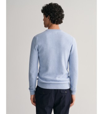 Gant Blauer Pullover aus strukturierter Mikrobaumwolle