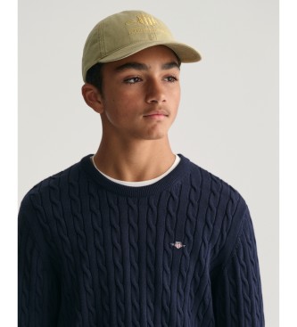 Gant Shield Teens navy cotton knitted crew neck jumper with eights