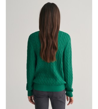 Gant Jersey de cuello redondo y punto de ochos de algodn Shield Teens verde