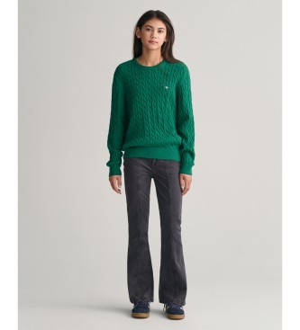 Gant Shield Teens green cotton crew neck jersey knitted jumper with eights