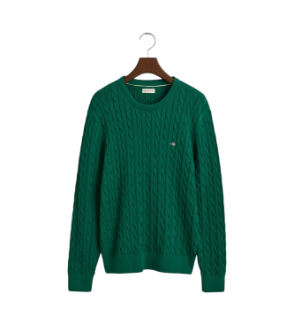 Gant Shield Teens camisola de malha de algodo verde com gola redonda e oitos