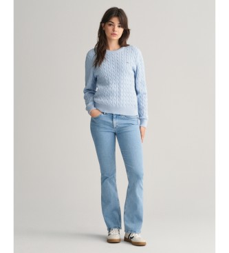 Gant Maglione girocollo in maglia di cotone a trecce blu Shield Teens