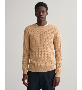 Gant Jersey de cuello redondo y punto de ochos beige