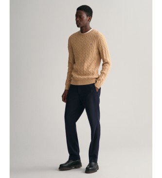 Gant Beige crew neck knitted jumper with eights