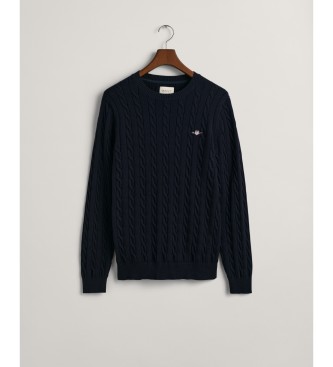 Gant Round neck jumper in navy cotton eights knitted fabric