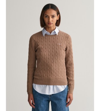 Gant Pull tricot en coton marron Eights