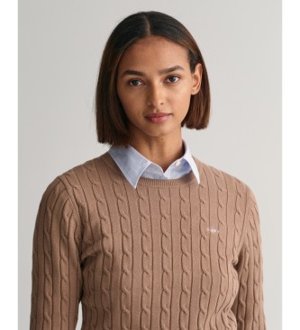 Gant Pull tricot en coton marron Eights