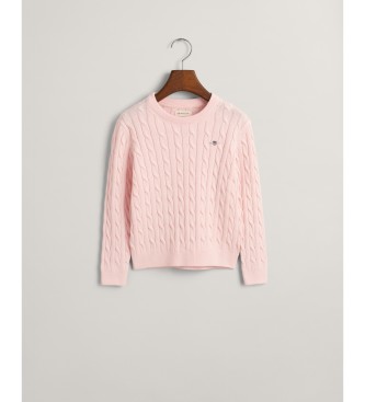 Gant Ščit roza pleten pulover z osmicami