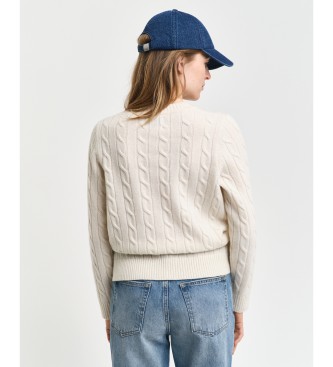 Gant Rundhalsausschnitt Schafe Wolle Achter gestrickt Pullover weiß