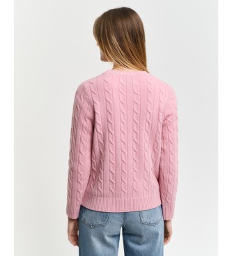 Gant Jersey De Cuello Redondo Y Punto De Ochos En Lana De Oveja rosa