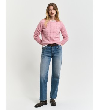 Gant Jersey De Cuello Redondo Y Punto De Ochos En Lana De Oveja rosa