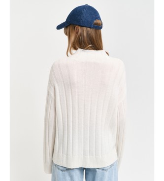 Gant Pull en laine  col droit et large col ctel blanc