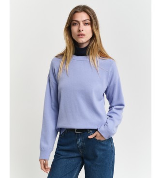 Gant Jersey de lana de oveja muy fina con cuello redondo azul