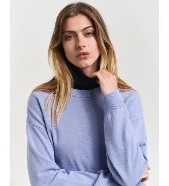 Gant Jersey de lana de oveja muy fina con cuello redondo azul