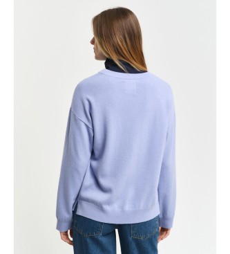 Gant Jersey de lana de oveja muy fina con cuello redondo azul