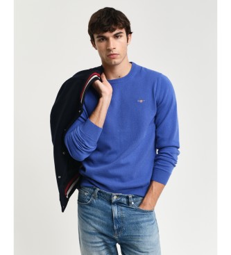 Gant Camisola de l de ovelha muito fina com gola redonda azul