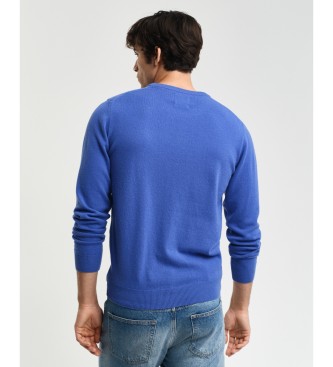 Gant Camisola de l de ovelha muito fina com gola redonda azul