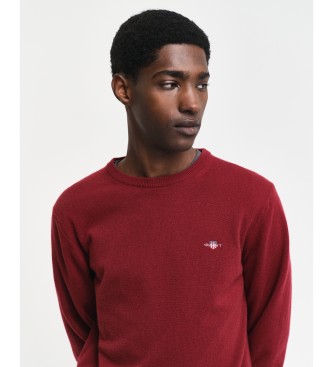 Gant Very fine sheep's wool jumper with burgundy round collar