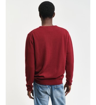 Gant Very fine sheep's wool jumper with burgundy round collar