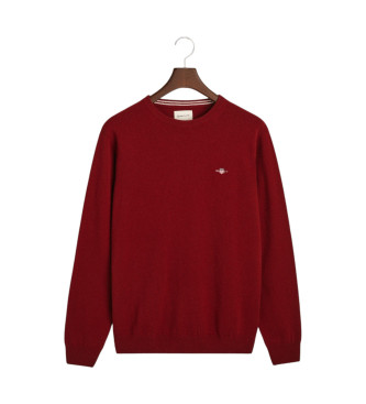 Gant Very fine sheep's wool jumper with burgundy round collar