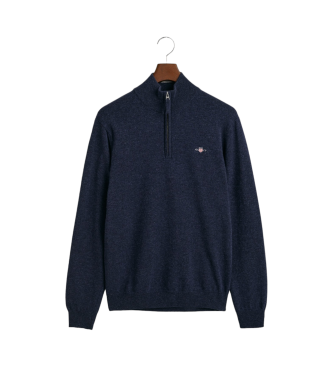 Gant Pull en laine de mouton trs fine avec demi-fermeture  glissire marine