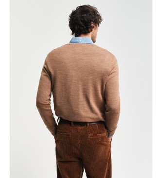 Gant Maglia in lana merino extrafine con scollo a V marrone