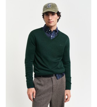 Gant Camisola de l merino extrafina com gola em V verde