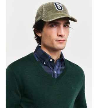 Gant Jersey de lana merino extrafina con cuello de pico verde