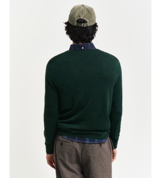 Gant Camisola de l merino extrafina com gola em V verde