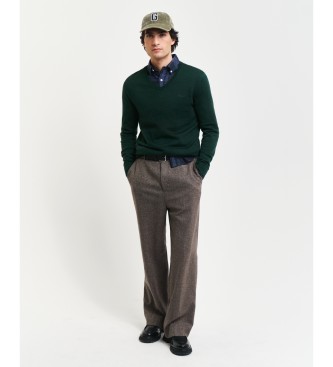 Gant Camisola de l merino extrafina com gola em V verde