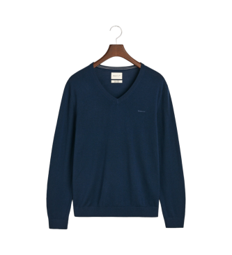 Gant Maglia in lana merino extrafine con scollo a V blu navy