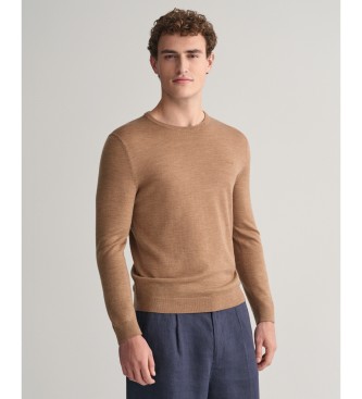 Gant Extra fine merino wool jumper with round collar brown