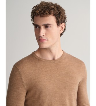 Gant Maglia in lana merino extrafine con girocollo marrone