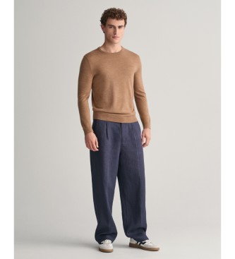 Gant Extra fine merino wool jumper with round collar brown