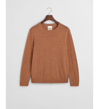 Gant Extra fine merino wool jumper with round collar brown