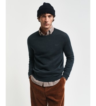 Gant Pullover i extra fin merinoull med grn rund krage