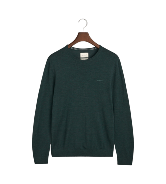 Gant Pull en laine mrinos extra fine avec col rond vert