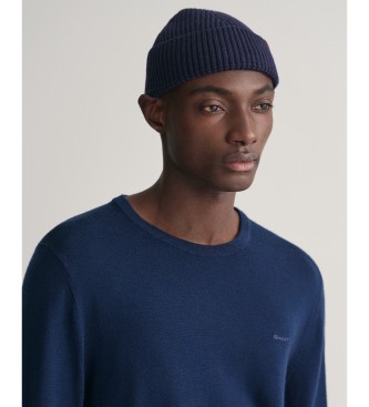 Gant Camisola de l merino extrafina com gola redonda em azul-marinho