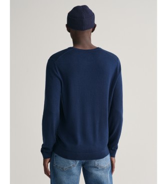 Gant Maglia in lana merino extrafine con girocollo blu navy