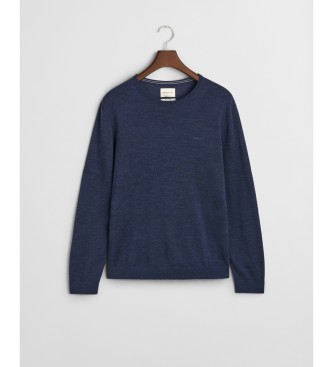 Gant Extra fine merino wool jumper with navy crew neck