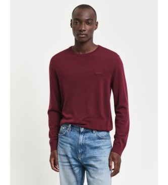 Gant Maglia in lana merino extrafine con girocollo bordeaux