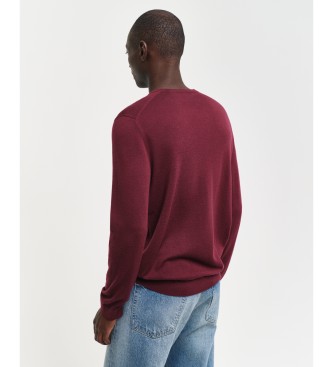 Gant Maglia in lana merino extrafine con girocollo bordeaux