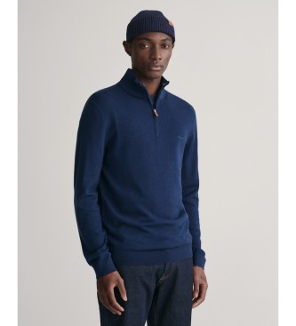 Gant Jersey de lana merino extrafina con media cremallera marino