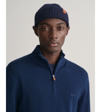 Gant Jersey de lana merino extrafina con media cremallera marino