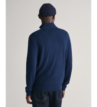 Gant Jersey de lana merino extrafina con media cremallera marino